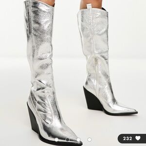 Public Desire Navada silver Cowboy boots